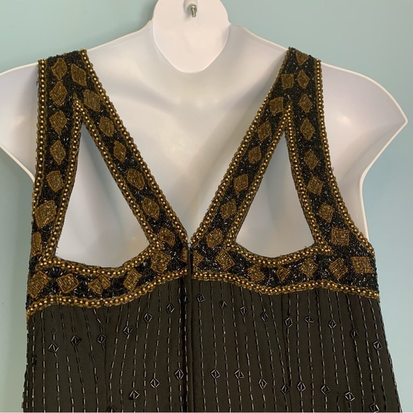 Landmark Vintage 100% Silk black and gold fully beaded evening gown Art Deco 2X - Picture 13 of 14